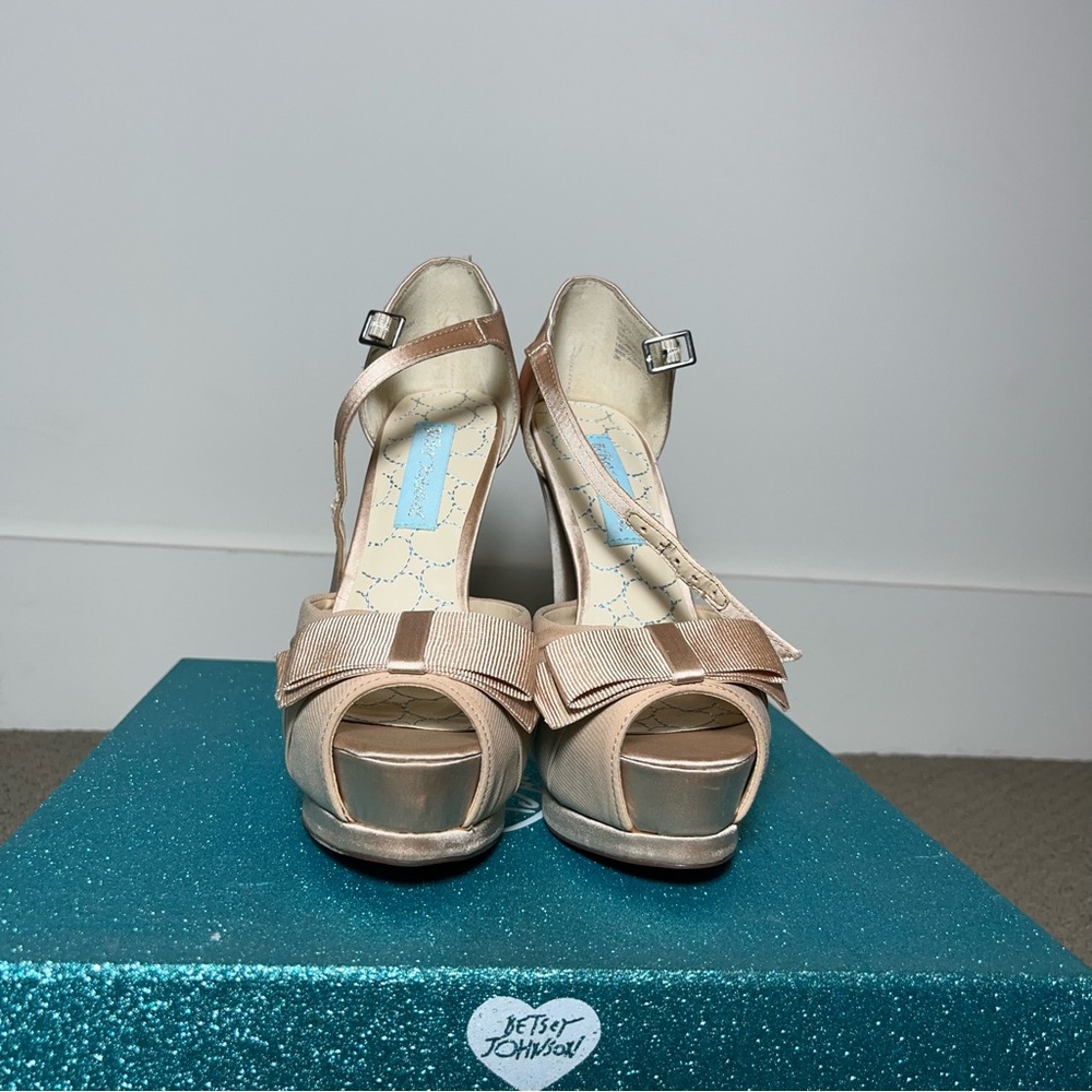 Betsey Johnson Champagne Peep-Toe Heels